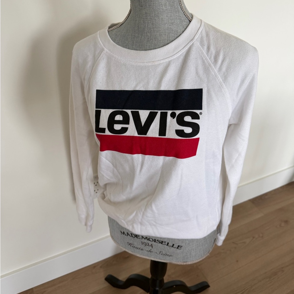 Levi's White Sweatshirt with Black & Red Logo